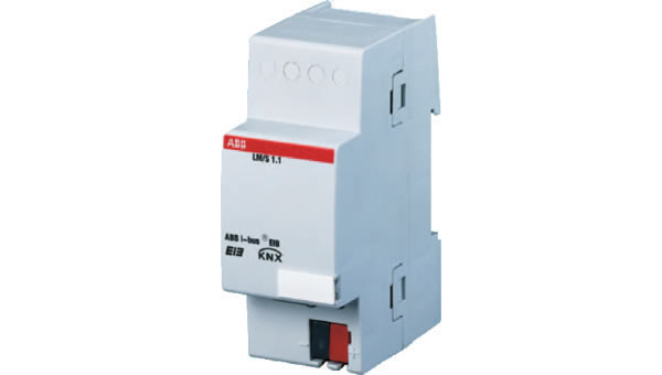 Beispiel eines Logikmoduls, das ABB LM/S 1.1 Logic Module MDRC stellt 12 verschiedene Funktionen in einem Gerät zur Verfügung, von denen bis zu drei gleichzeitig realisiert werden können.
