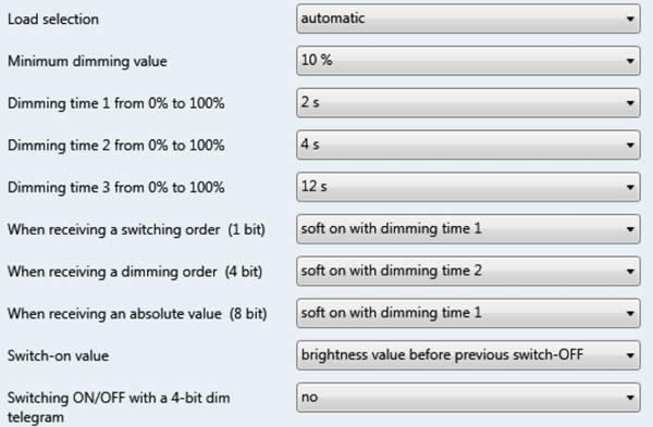 Typische Dimmratenparameter.