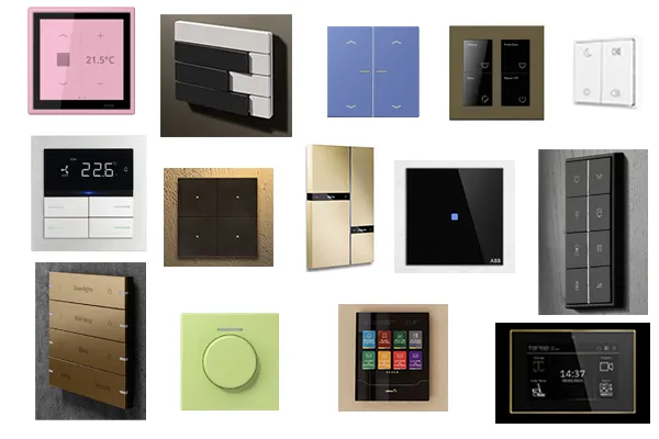 Just a small selection of the vast number of good-looking, multifunctional KNX switches available from numerous manufacturers