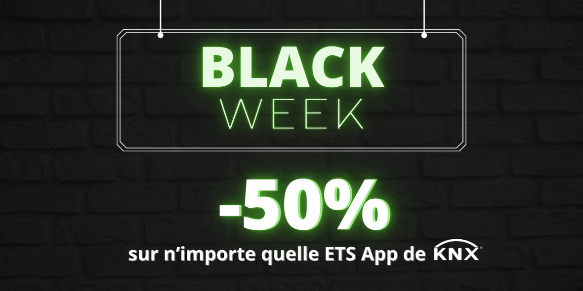 Offre spéciale Black Week sur les ETS Apps: Bénéficiez de 50 % de réduction sur toutes les ETS Apps de KNX