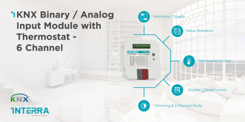 Interra - KNX Binär / Analog Eingangsmodul mit Thermostat - 6 Kanal